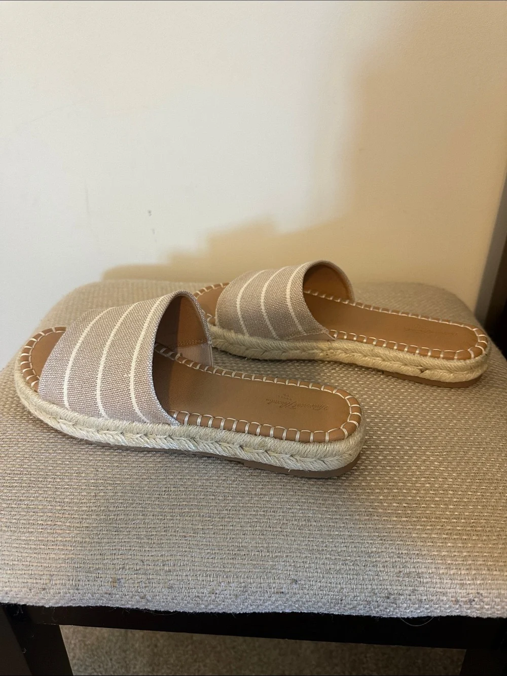 Universal Thread Beige Stripe Espadrille Slide Sandals - Picture 2 of 4